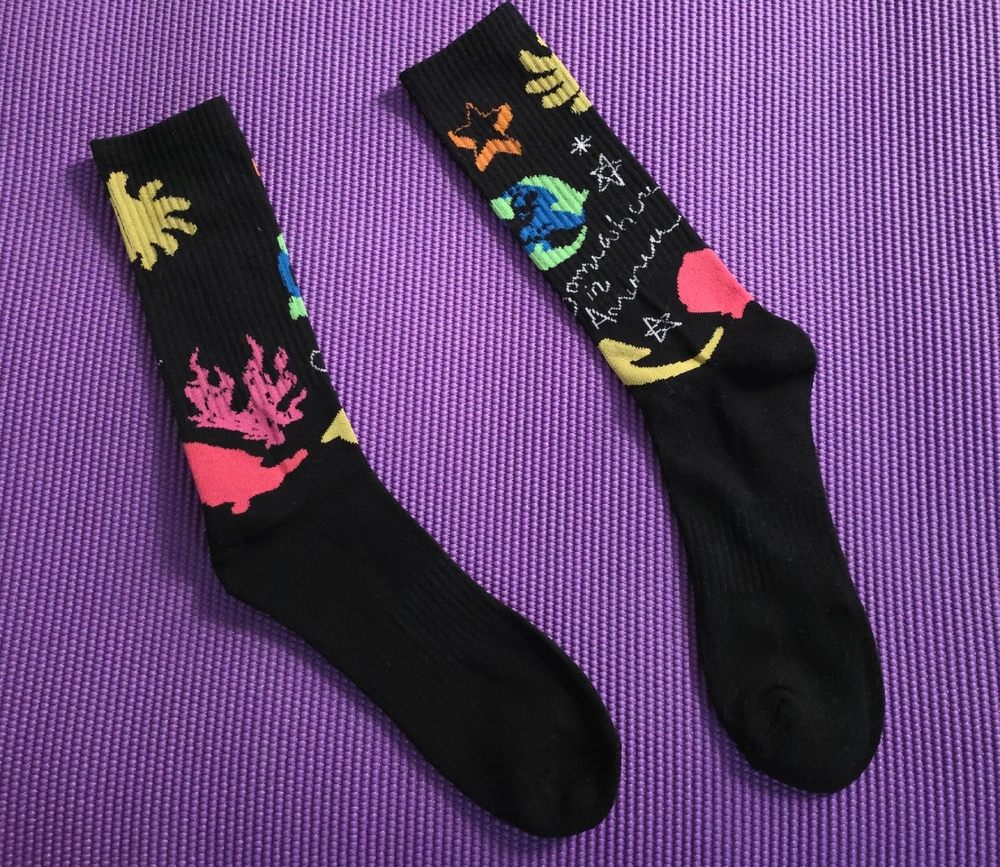 Vibrant Black Socks with Colorful Patterns
